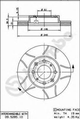 Disc frana HONDA CIVIC VI Hatchback (EJ, EK) (1995 - 2001) BREMBO 09.5285.75 piesa NOUA