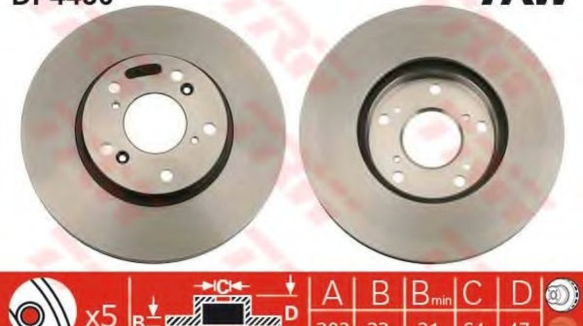 Disc frana HONDA CIVIC VII Hatchback (EU, EP, EV) (1999 - 2006) TRW DF4486 produs NOU