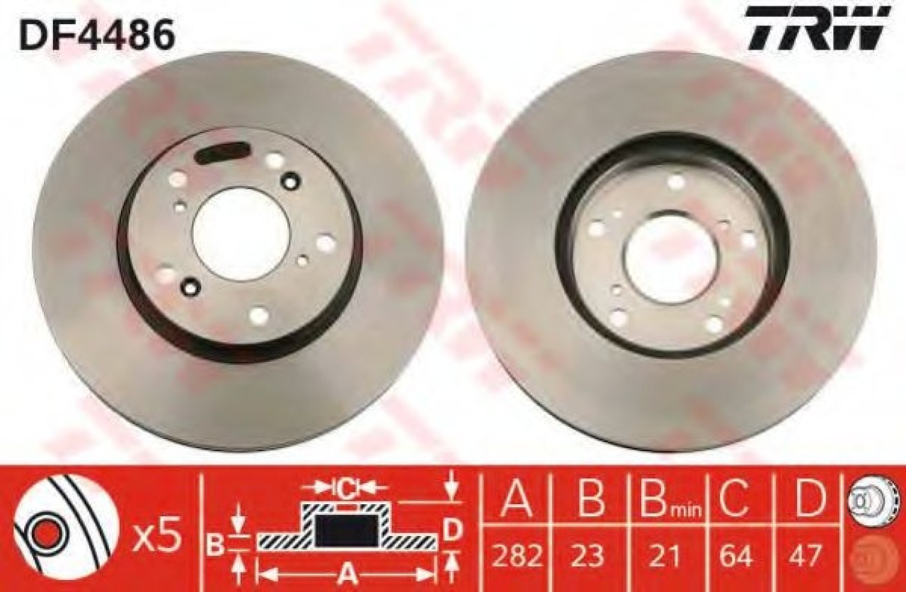 Disc frana HONDA CIVIC VII Limuzina (ES) (2000 - 2006) TRW DF4486 piesa NOUA