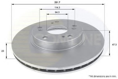 Disc frana HONDA CIVIC VIII Hatchback (FN, FK) (2005 - 2012) COMLINE ADC0544V piesa NOUA