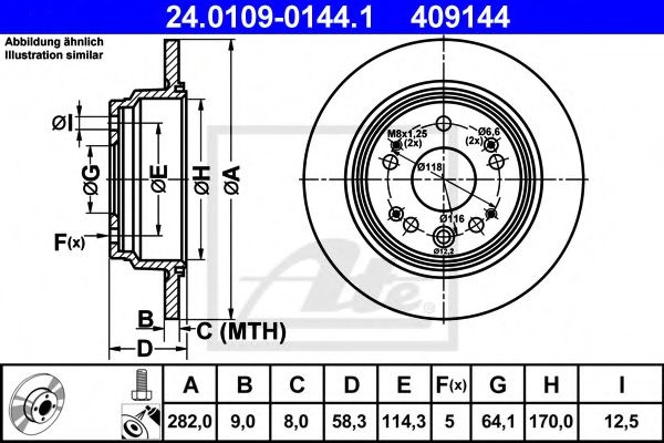 Disc frana HONDA CR-V II (RD) (2001 - 2006) ATE 24.0109-0144.1 piesa NOUA