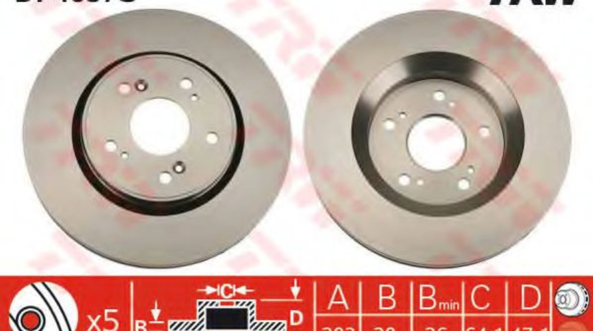 Disc frana HONDA CR-V III (RE) (2006 - 2012) TRW DF4857S piesa NOUA