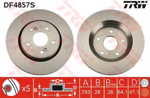 Disc frana HONDA CR-V IV (RE) (2012 - 2016) TRW DF4857S piesa NOUA