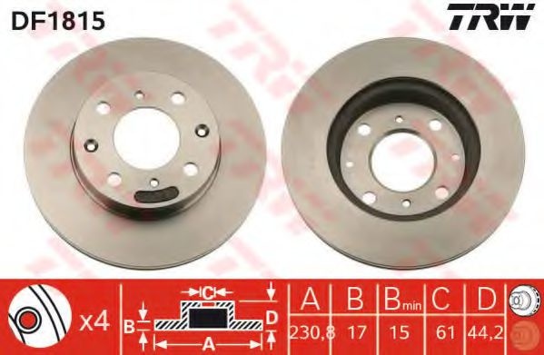 Disc frana HONDA INSIGHT (ZE) (2000 - 2006) TRW DF1815 piesa NOUA