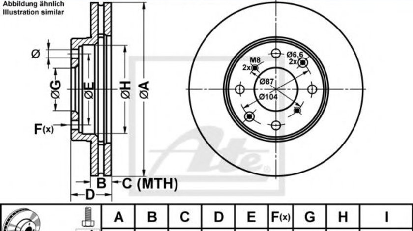 Disc frana HONDA JAZZ II (GD) (2002 - 2008) ATE 24.0121-0113.1 piesa NOUA