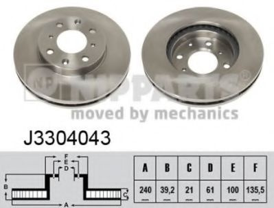 Disc frana HONDA JAZZ II (GD) (2002 - 2008) NIPPARTS J3304043 piesa NOUA