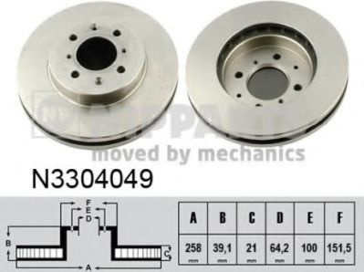 Disc frana HONDA JAZZ II (GD) (2002 - 2008) NIPPARTS N3304049 piesa NOUA