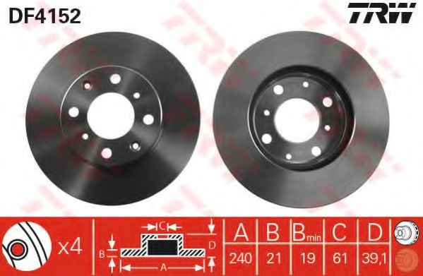 Disc frana HONDA JAZZ II (GD) (2002 - 2008) TRW DF4152 piesa NOUA