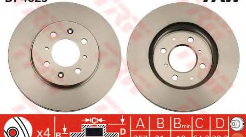 Disc frana HONDA JAZZ II (GD) (2002 - 2008) TRW DF4825 piesa NOUA