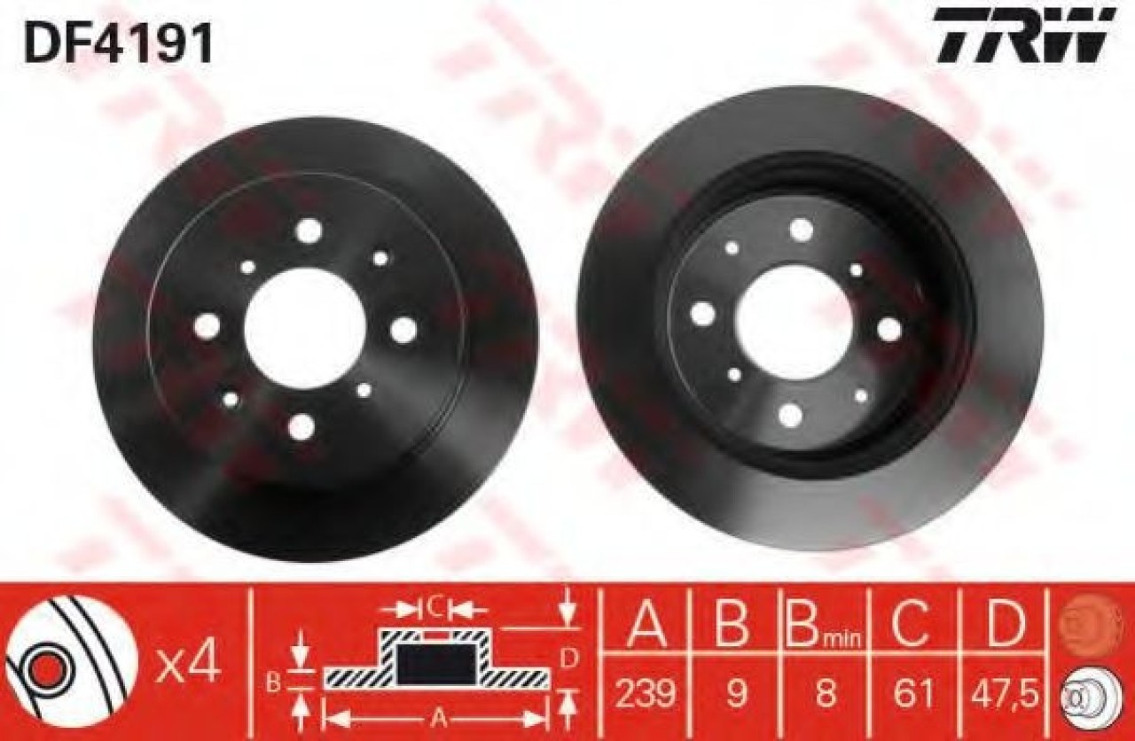 Disc frana HONDA JAZZ III (GE) (2007 - 2013) TRW DF4191 piesa NOUA