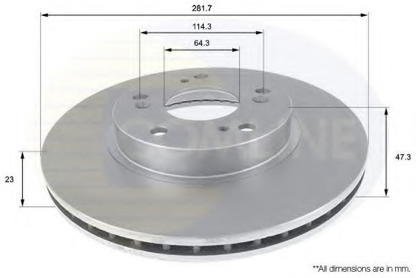 Disc frana HONDA STREAM (RN) (2001 - 2016) COMLINE ADC0544V piesa NOUA