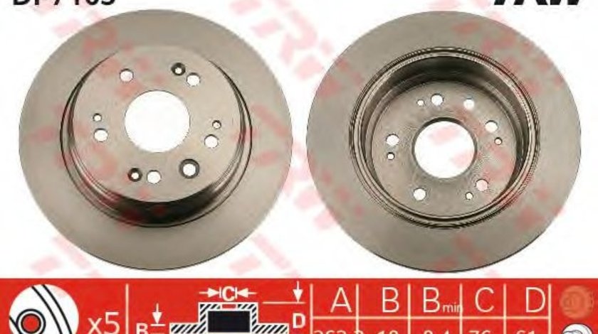 Disc frana HONDA STREAM (RN) (2001 - 2016) TRW DF7163 piesa NOUA