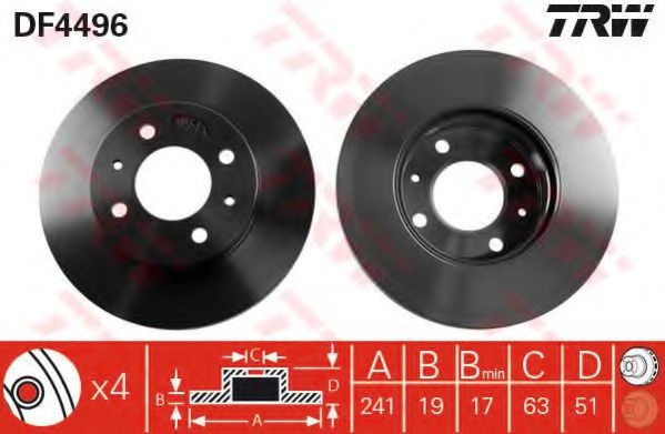 Disc frana HYUNDAI ACCENT II limuzina (LC) (1999 - 2006) TRW DF4496 piesa NOUA