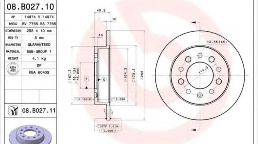 Disc frana HYUNDAI COUPE (GK) (2001 - 2009) BREMBO 08.B027.11 piesa NOUA