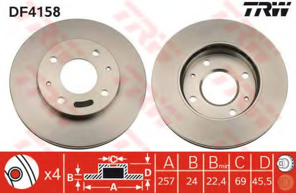 Disc frana HYUNDAI COUPE (RD) (1996 - 2002) TRW DF4158 piesa NOUA