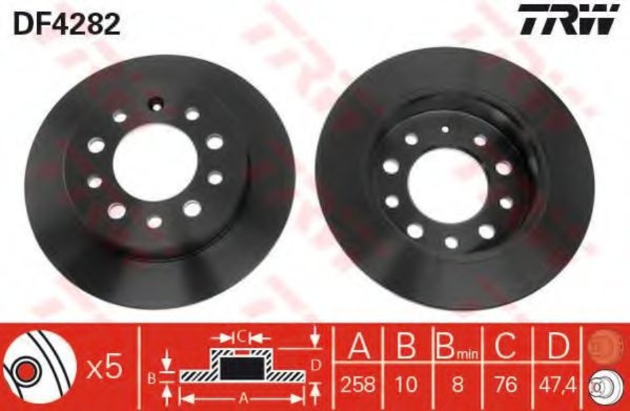 Disc frana HYUNDAI COUPE (RD) (1996 - 2002) TRW DF4282 piesa NOUA