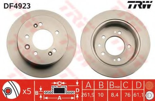 Disc frana HYUNDAI ELANTRA limuzina (HD) (2005 - 2011) TRW DF4923 piesa NOUA
