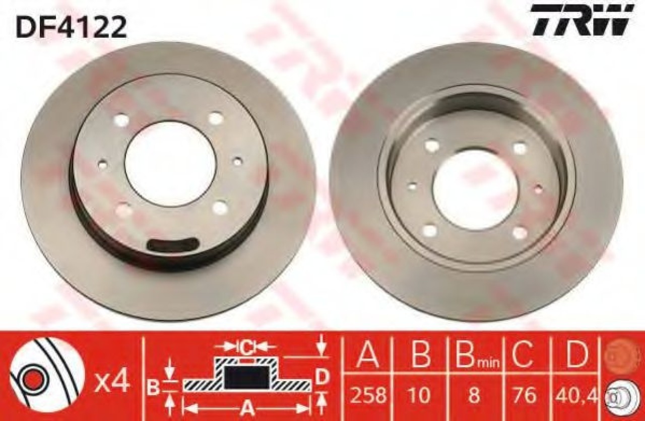 Disc frana HYUNDAI ELANTRA limuzina (XD) (2000 - 2006) TRW DF4122 piesa NOUA