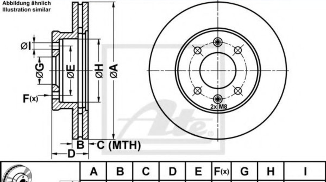 Disc frana HYUNDAI GETZ (TB) (2002 - 2010) ATE 24.0119-0115.1 piesa NOUA