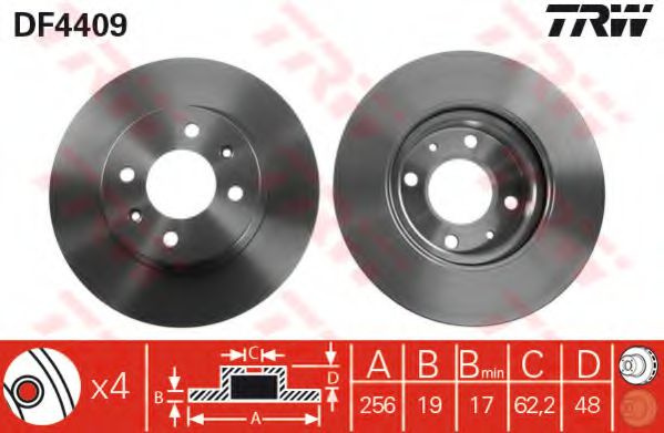 Disc frana HYUNDAI GETZ (TB) (2002 - 2010) TRW DF4409 piesa NOUA