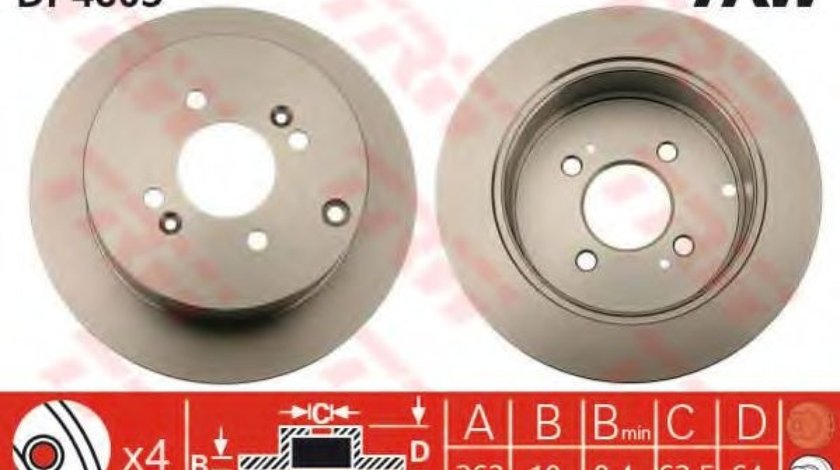 Disc frana HYUNDAI GETZ (TB) (2002 - 2010) TRW DF4803 piesa NOUA