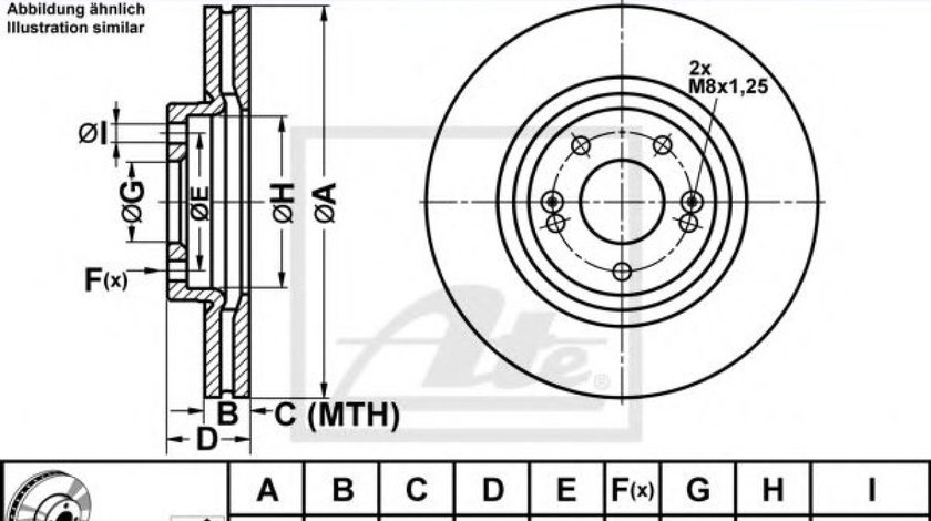 Disc frana HYUNDAI GRAND SANTA FE (2013 - 2016) ATE 24.0128-0248.1 piesa NOUA