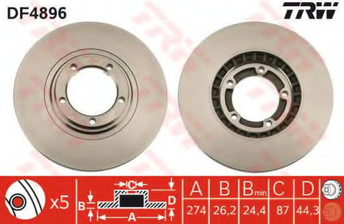 Disc frana HYUNDAI H-1 Starex (H300) caroserie (TQ) (2008 - 2016) TRW DF4896 piesa NOUA