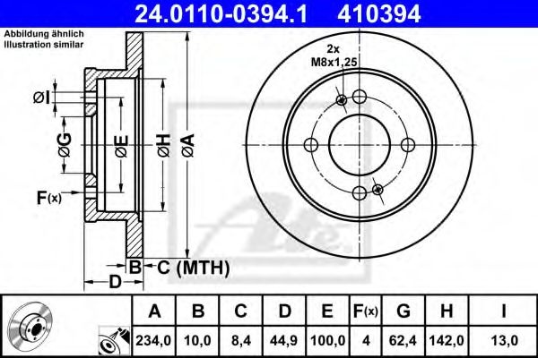 Disc frana HYUNDAI i10 (IA) (2013 - 2016) ATE 24.0110-0394.1 piesa NOUA