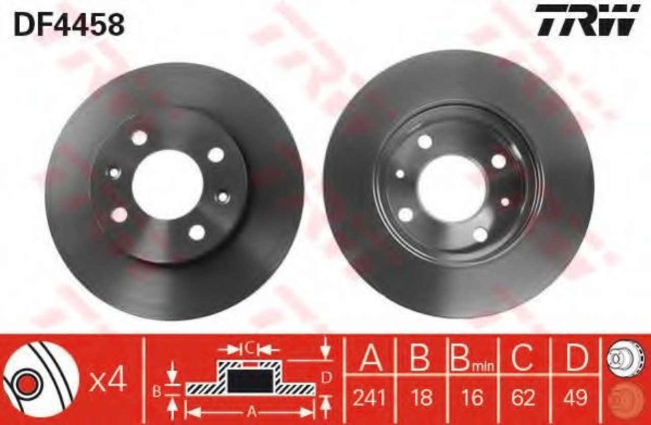 Disc frana HYUNDAI i10 (IA) (2013 - 2016) TRW DF4458 piesa NOUA