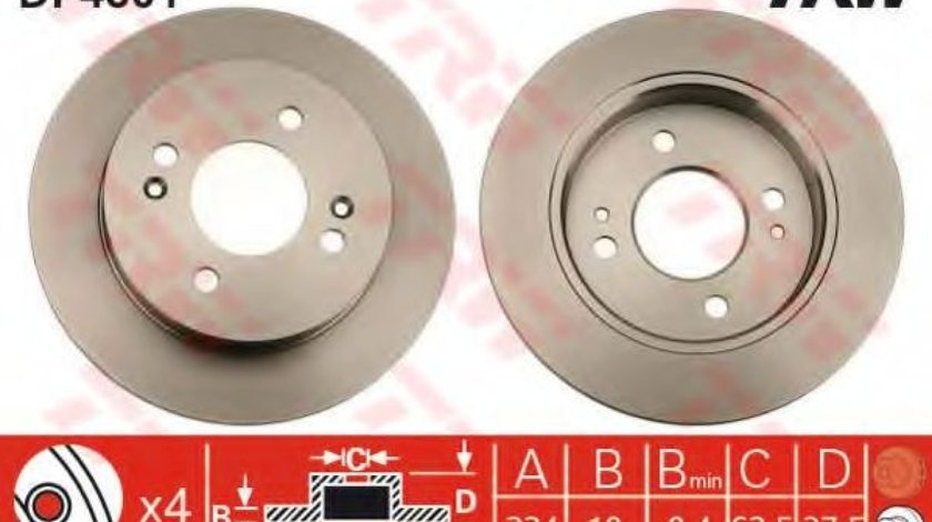 Disc frana HYUNDAI i10 (PA) (2007 - 2013) TRW DF4801 piesa NOUA