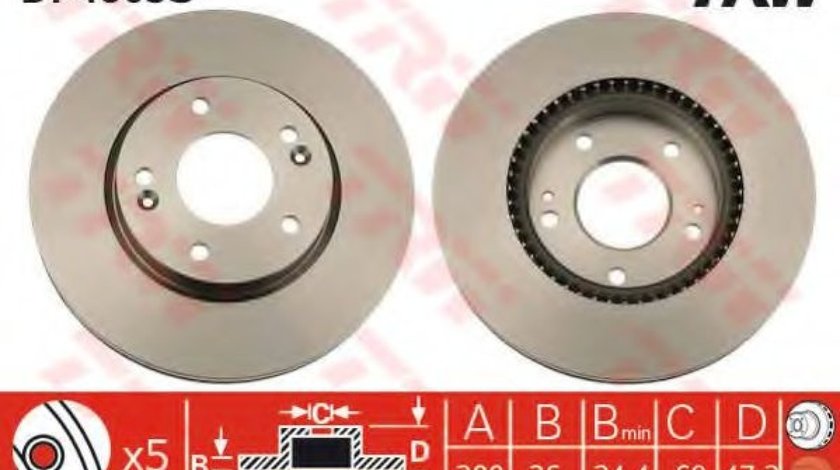 Disc frana HYUNDAI i30 CW (FD) (2007 - 2012) TRW DF4865S piesa NOUA