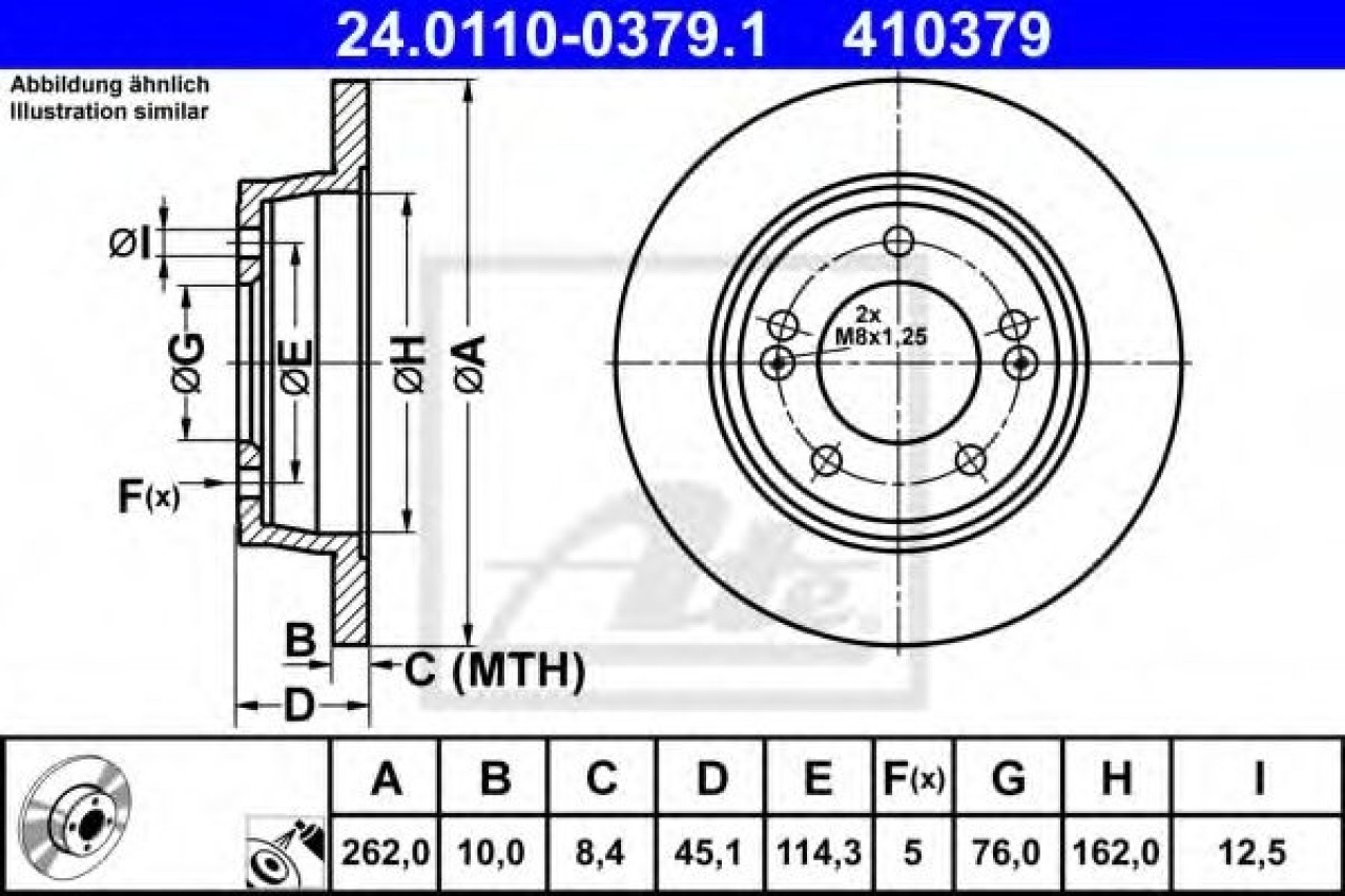 Disc frana HYUNDAI i30 (GD) (2011 - 2016) ATE 24.0110-0379.1 piesa NOUA
