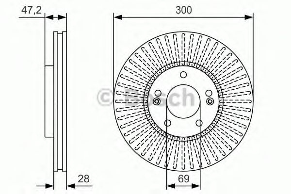 Disc frana HYUNDAI i40 CW (VF) (2011 - 2016) BOSCH 0 986 479 S14 piesa NOUA