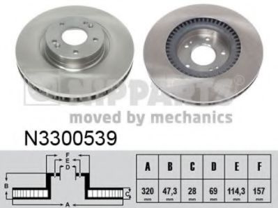 Disc frana HYUNDAI i40 CW (VF) (2011 - 2016) NIPPARTS N3300539 piesa NOUA