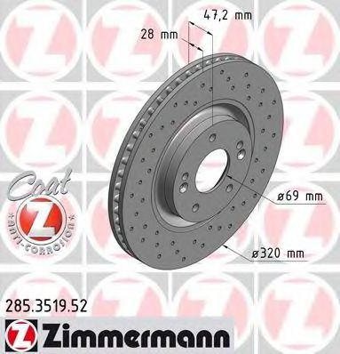 Disc frana HYUNDAI i40 CW (VF) (2011 - 2016) ZIMMERMANN 285.3519.52 piesa NOUA
