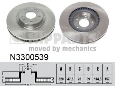 Disc frana HYUNDAI i40 (VF) (2012 - 2016) NIPPARTS N3300539 piesa NOUA