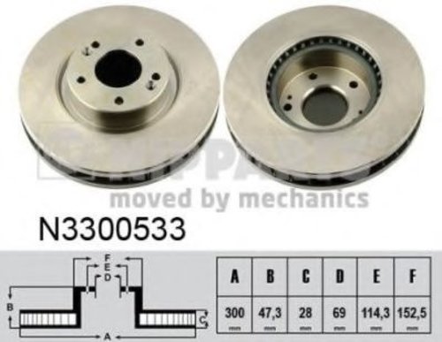 Disc frana HYUNDAI ix35 (LM, EL, ELH) (2009 - 2016) NIPPARTS N3300533 piesa NOUA