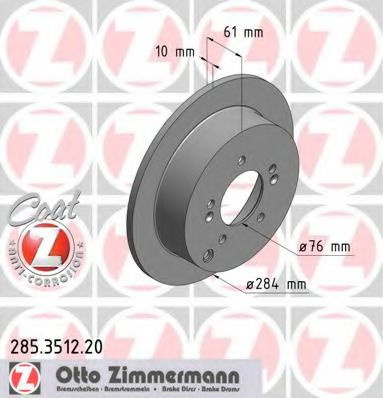 Disc frana HYUNDAI SANTA FE I (SM) (2000 - 2006) ZIMMERMANN 285.3512.20 piesa NOUA
