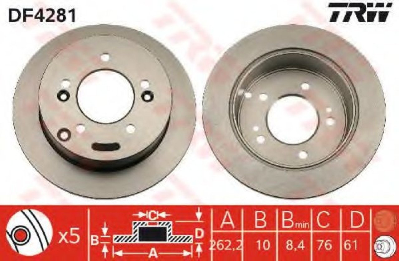 Disc frana HYUNDAI SONATA V (NF) (2005 - 2010) TRW DF4281 piesa NOUA