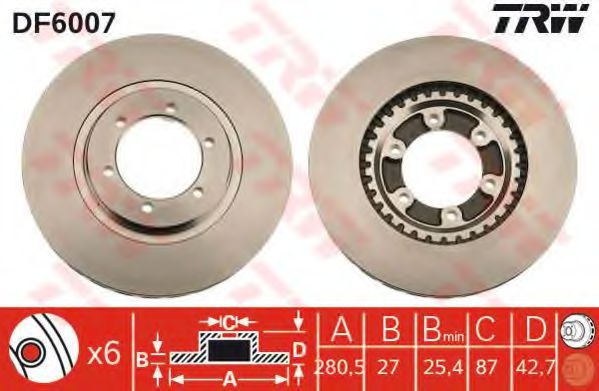 Disc frana HYUNDAI TERRACAN (HP) (2001 - 2006) TRW DF6007 piesa NOUA