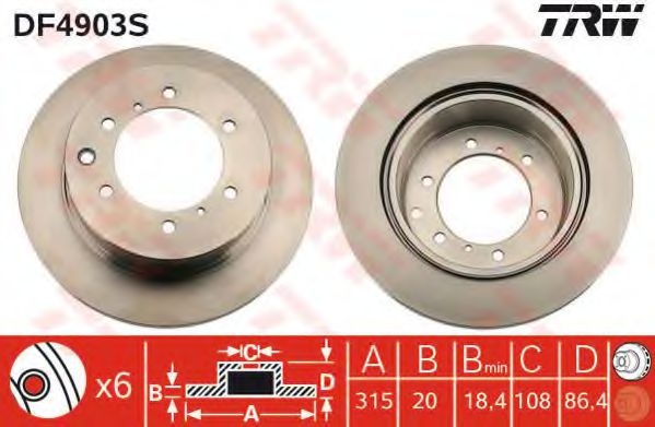 Disc frana HYUNDAI TERRACAN (HP) (2001 - 2006) TRW DF4903S piesa NOUA