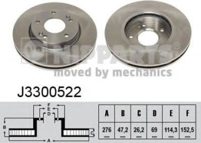 Disc frana HYUNDAI TRAJET (FO) (2000 - 2008) NIPPARTS J3300522 piesa NOUA
