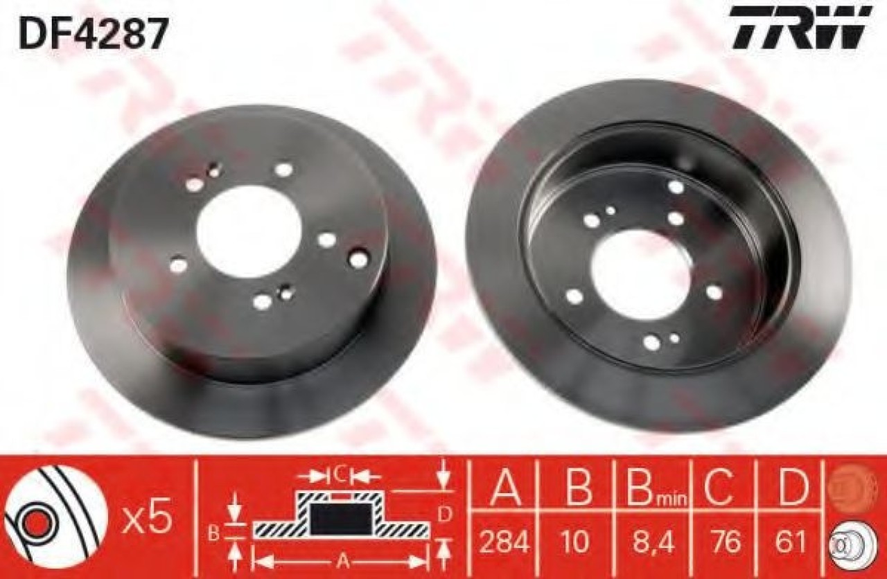 Disc frana HYUNDAI TRAJET (FO) (2000 - 2008) TRW DF4287 piesa NOUA