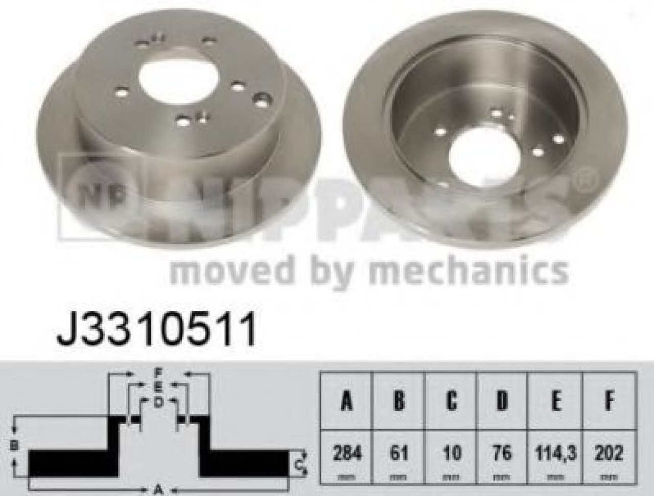 Disc frana HYUNDAI TUCSON (JM) (2004 - 2010) NIPPARTS J3310511 piesa NOUA