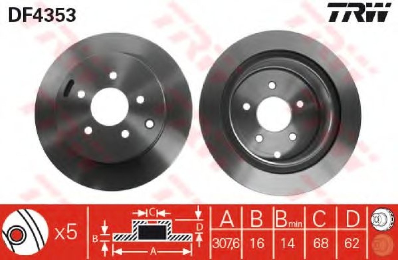 Disc frana INFINITI FX (2002 - 2008) TRW DF4353 piesa NOUA