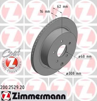 Disc frana INFINITI FX (2002 - 2008) ZIMMERMANN 200.2529.20 piesa NOUA