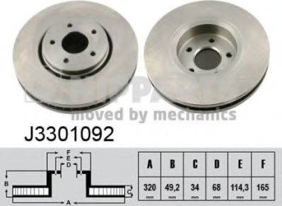 Disc frana INFINITI FX (2008 - 2016) NIPPARTS J3301092 piesa NOUA