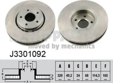 Disc frana INFINITI FX (2008 - 2016) NIPPARTS J3301092 piesa NOUA