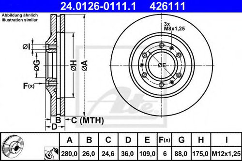 Disc frana ISUZU TROOPER (1998 - 2016) ATE 24.0126-0111.1 piesa NOUA