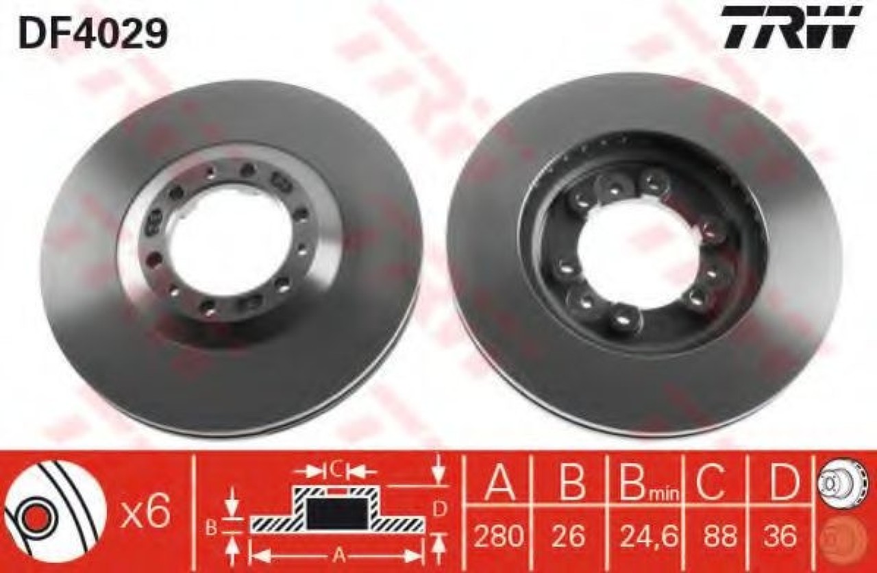 Disc frana ISUZU TROOPER (UB) (1991 - 2000) TRW DF4029 piesa NOUA